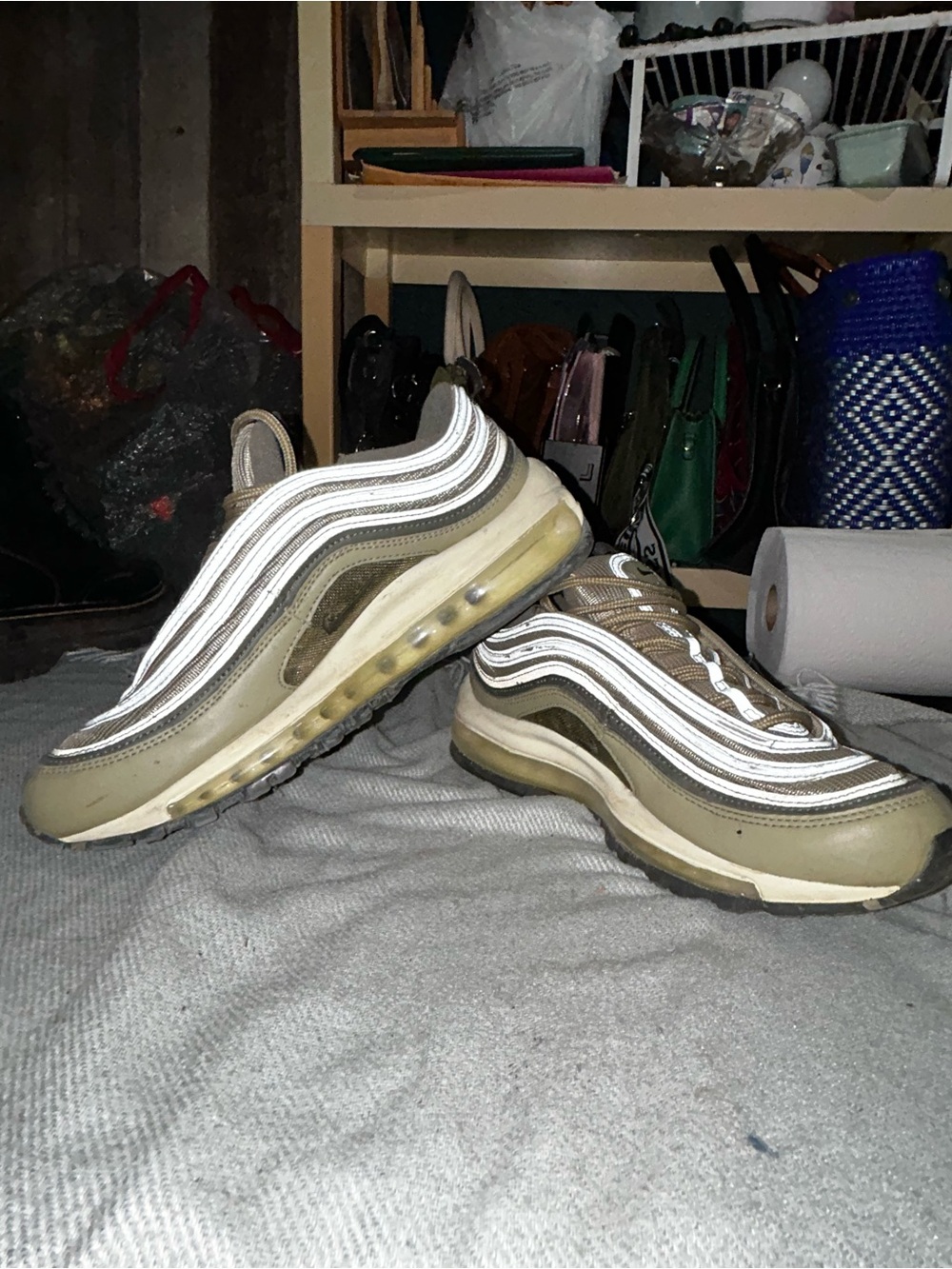 Nike Men's Olive Green & White Air Max 97 Sneakers